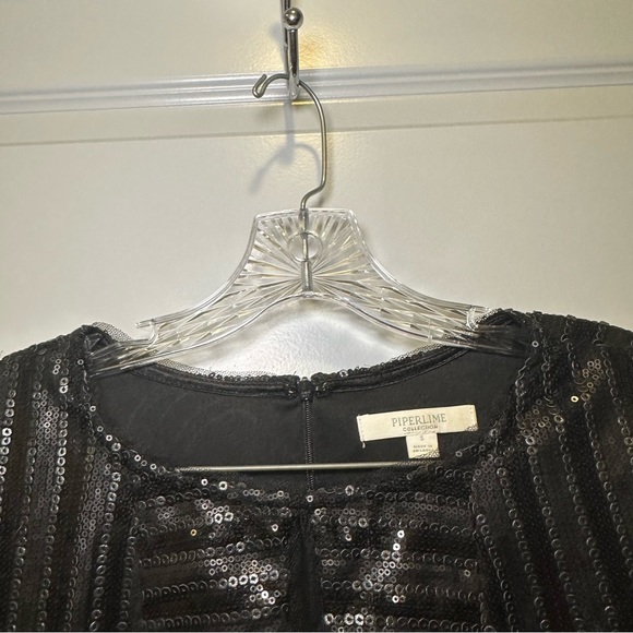 Piperlime Collection Black Sequin Long Sleeve Dress size S - Picture 3 of 12